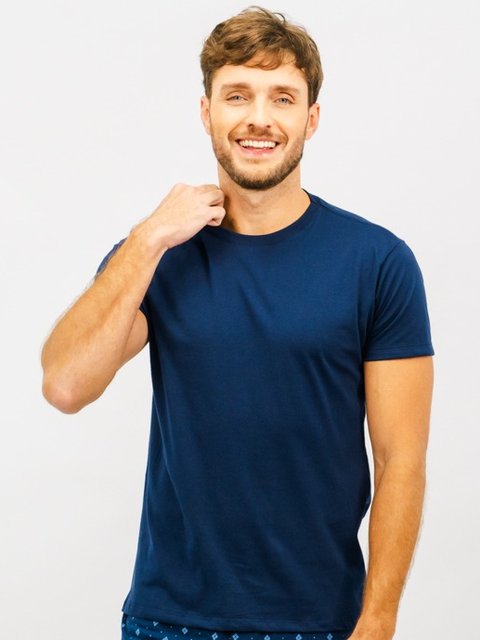 Camiseta 100% Algodão Penteado Premium - Azul Marinho