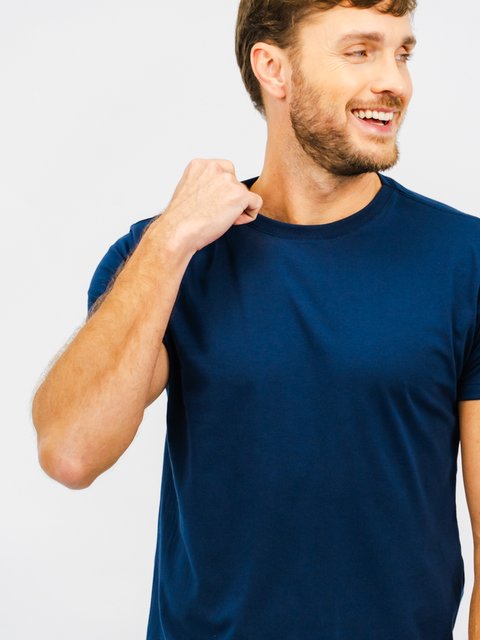 Camiseta 100% Algodão Penteado Premium - Azul Marinho