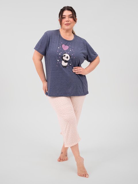 Pijama Feminino Plus Size Capri - Panda