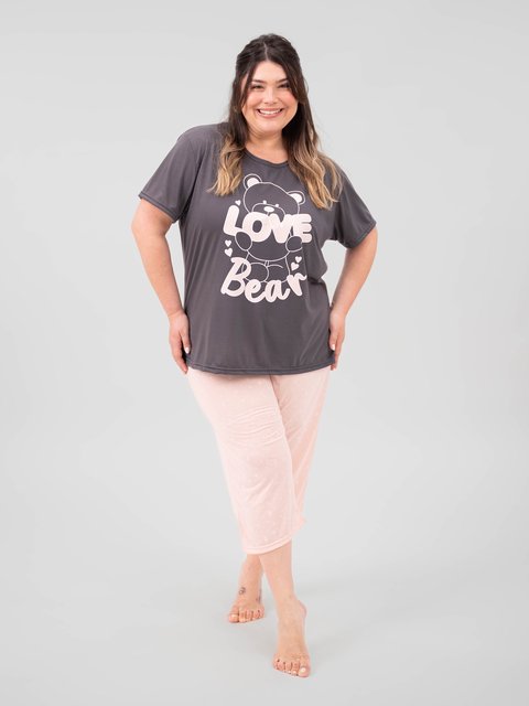 Pijama Feminino Plus Size Capri - Ursinho