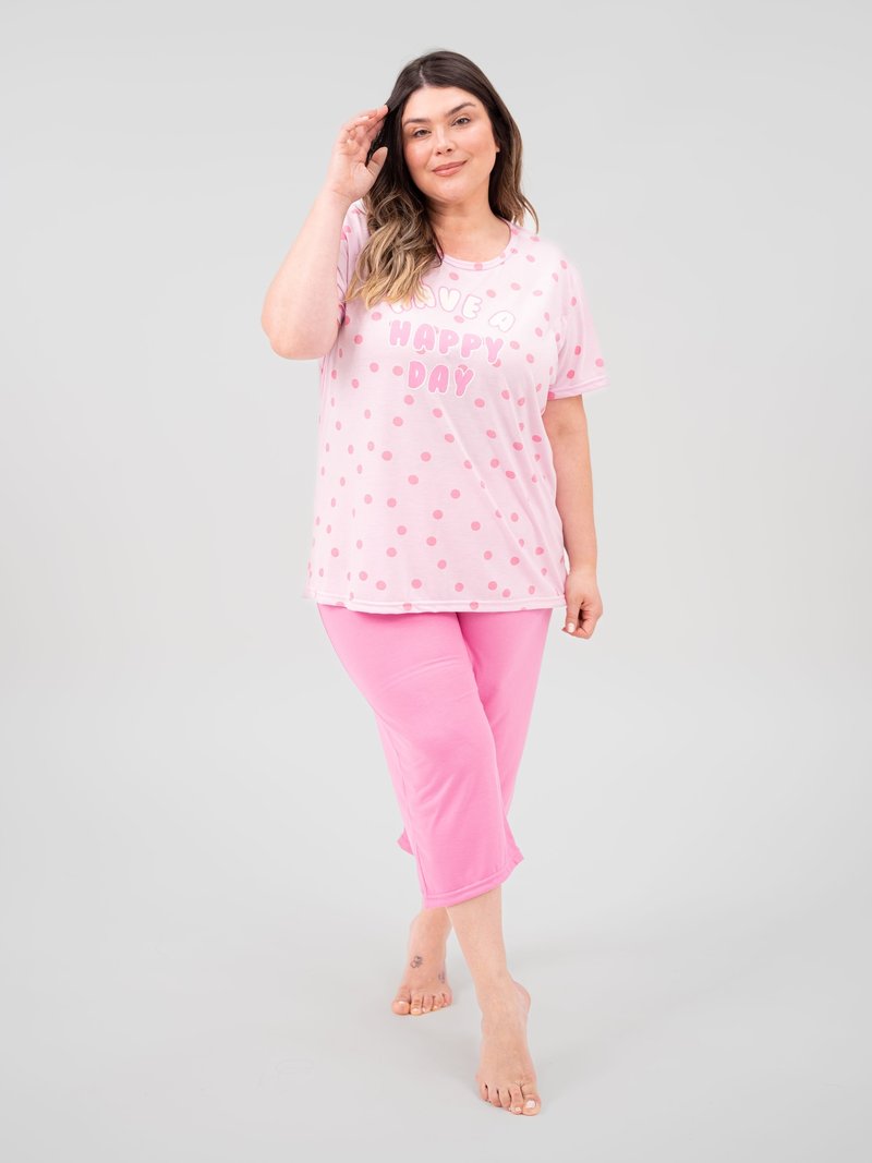 Pijama Feminino Plus Size Capri - Dia Feliz