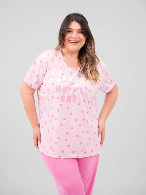 Pijama Feminino Plus Size Capri - Dia Feliz