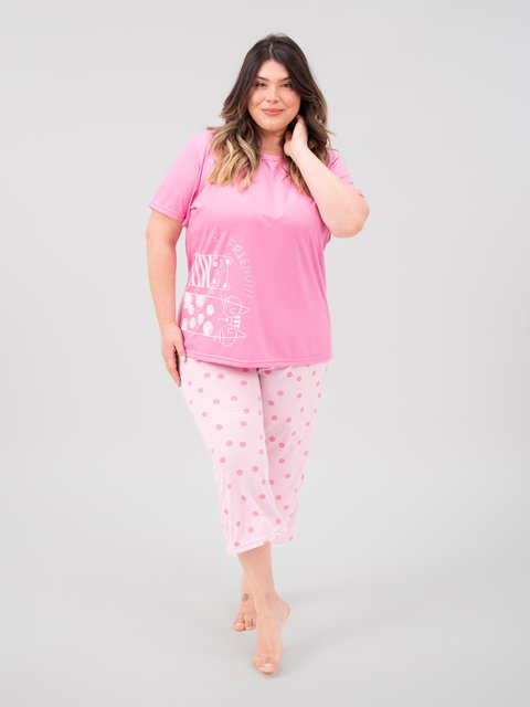 Pijama Feminino Plus Size Capri - Meu Amigo Gatinho