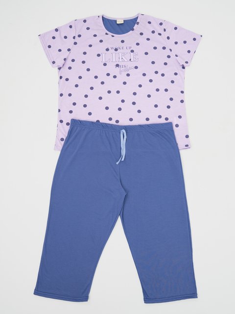 Pijama Feminino Plus Size Capri - Poá