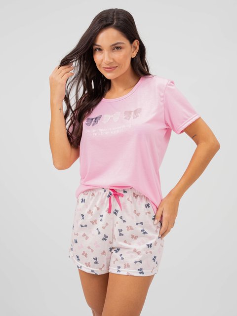 Pijama Feminino de Verão - Lacinho Rosa