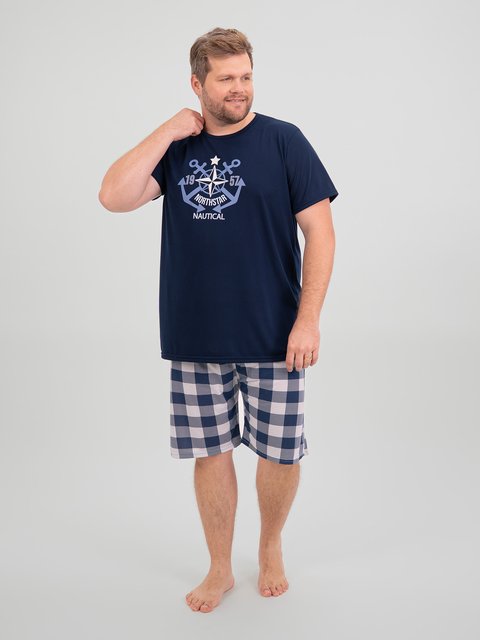 Pijama Masculino Plus Size de Verão - Nautical