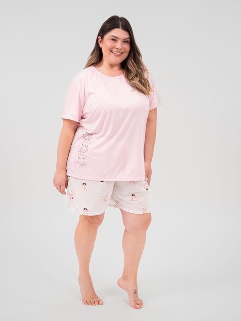 Pijama Feminino Plus Size de Verão - Raposa
