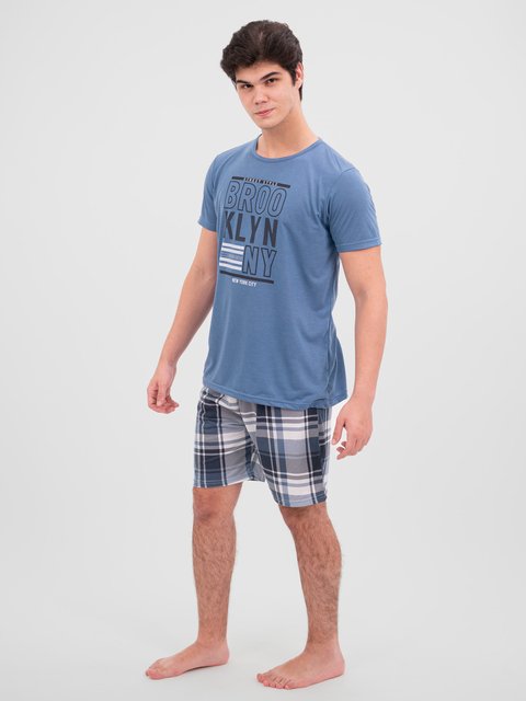 Pijama Masculino de Verão - Brooklyn Xadrez