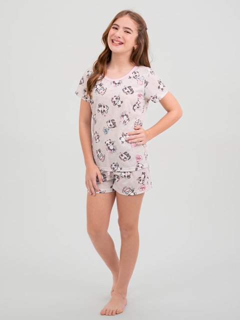 Pijama Infantil Menina de Verão - Panda Cute