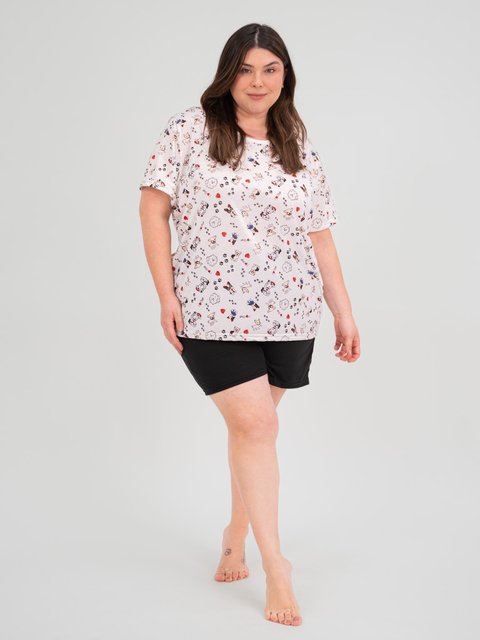 Pijama Feminino Plus Size de Verão - Eu Amo Cachorros