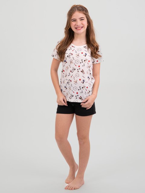 Pijama Infantil Menina de Verão - Eu Amo Cachorros