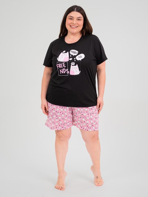 Pijama Feminino Plus Size de Verão - Oi Amigos