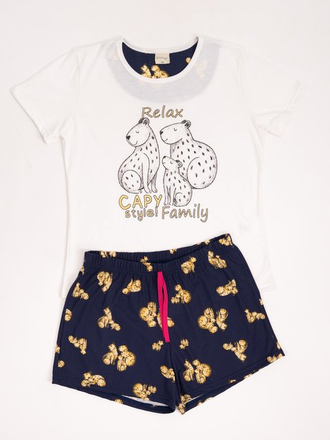 Pijama Feminino Plus Size de Verão - Capivara Relax