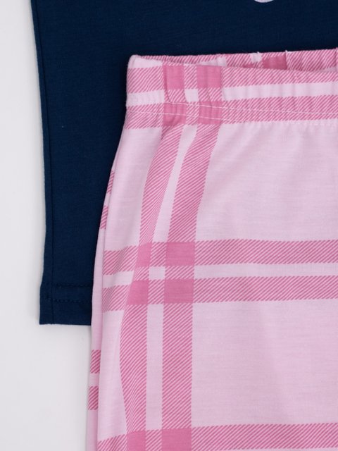 Pijama Feminino Capri  - Gatinho Xadrez Rosa
