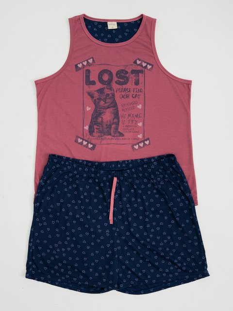 Pijama Feminino Regata - Gato Delicado
