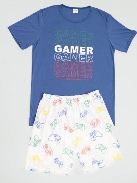 Pijama Masculino Plus Size de Verão - Vida de Gamer