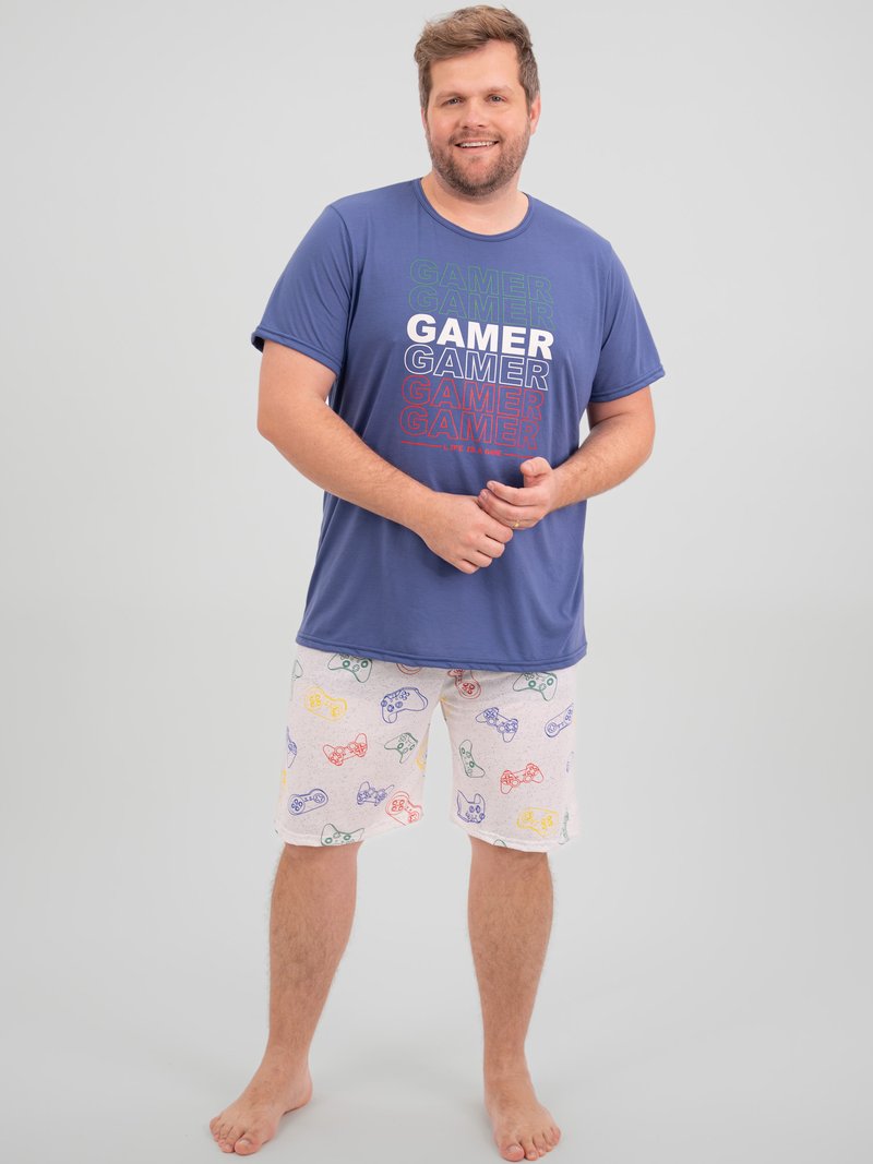 Pijama Masculino Plus Size de Verão - Vida de Gamer
