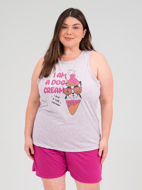 Pijama Feminino Plus Size de Verão - Morango