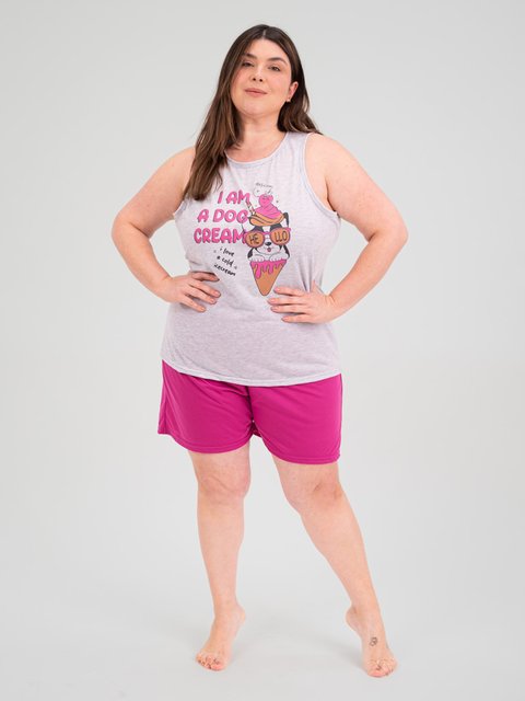 Pijama Feminino Plus Size de Verão - Morango