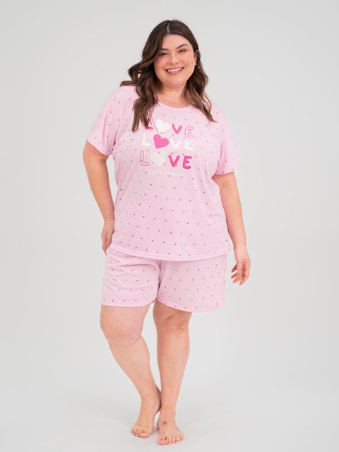 Pijama Feminino Plus Size de Verão - Coração