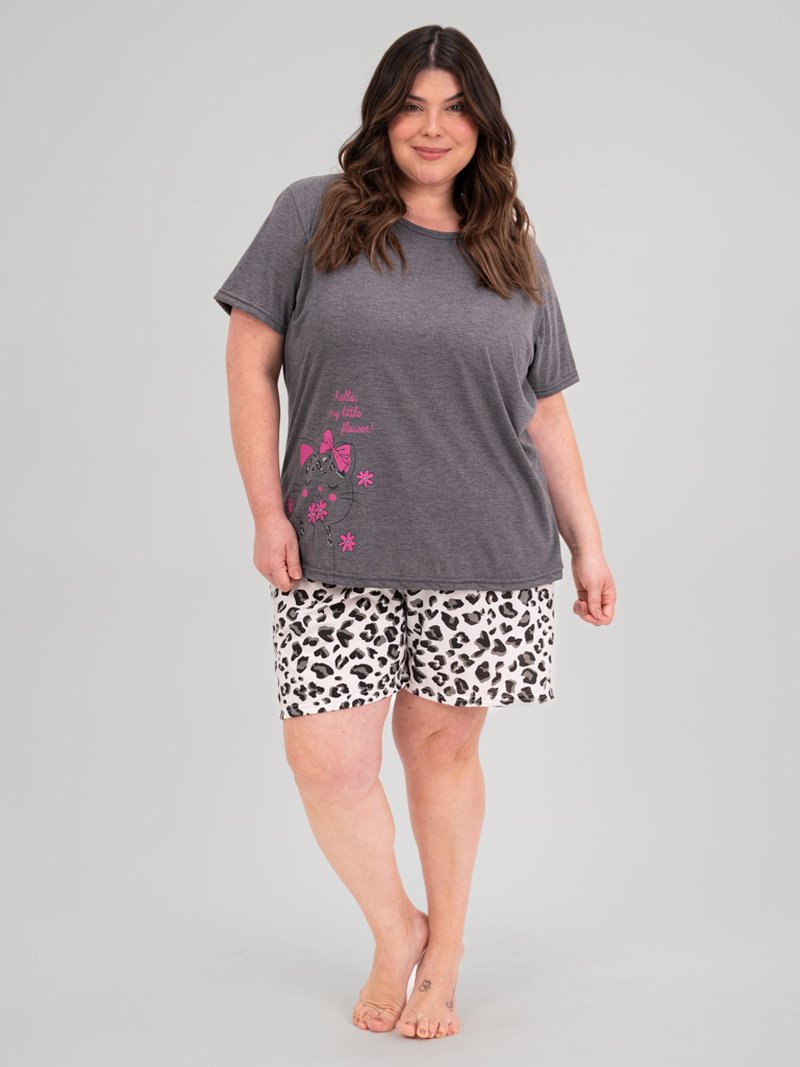 Pijama Feminino Plus Size de Verão - Pequena Flor