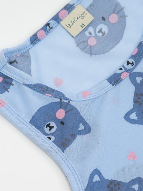 Pijama Feminino Regata - Gato Azul