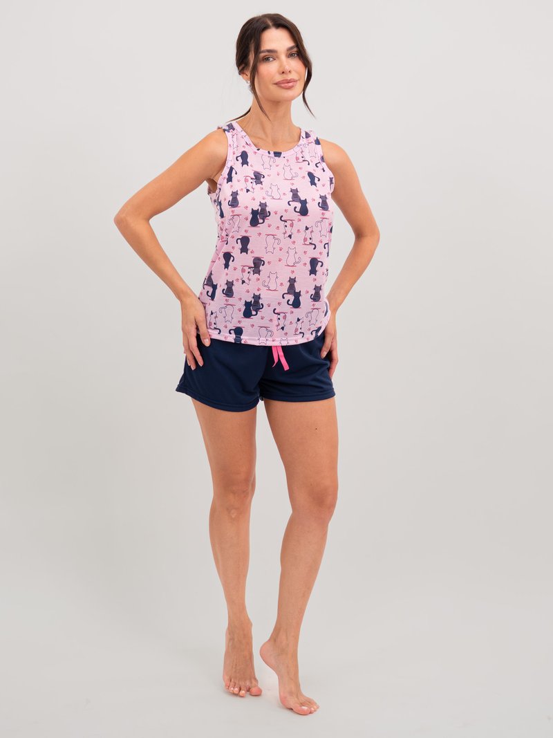 Pijama Feminino Regata - Gatos e Atos