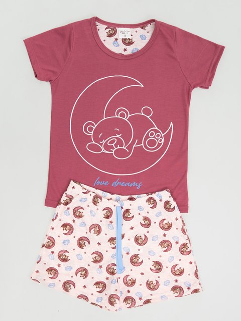 Pijama Infantil Menina de Verão - Urso e Descanso