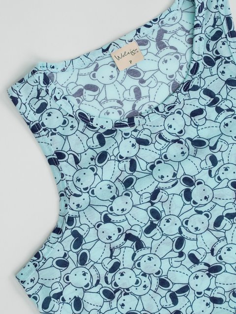 Pijama Feminino Regata - Estampado Azul
