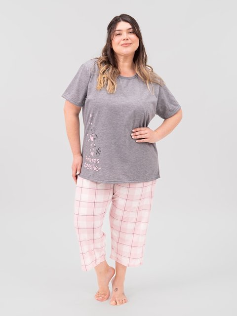 Pijama Feminino Plus Size Capri - Amigos Juntos