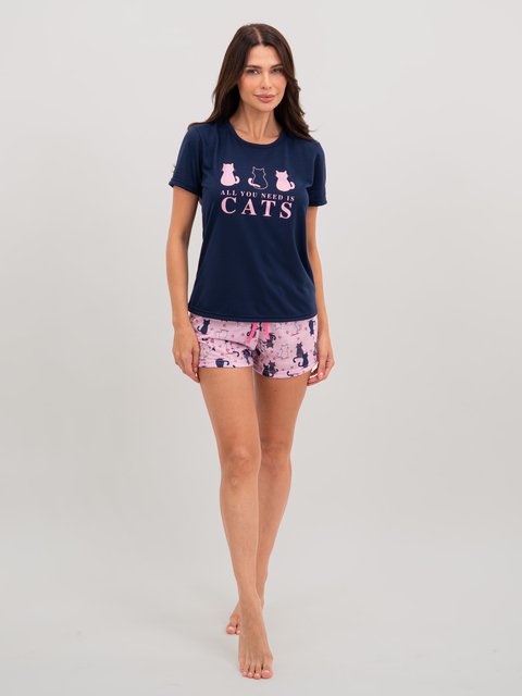 Pijama Feminino de Verão - Toque de Gatinho