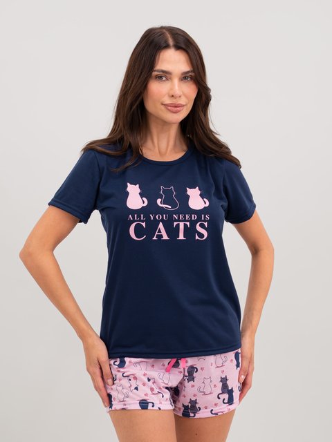 Pijama Feminino de Verão - Toque de Gatinho