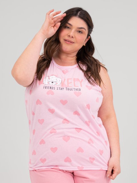 Pijama Feminino Regata Plus Size - Amável