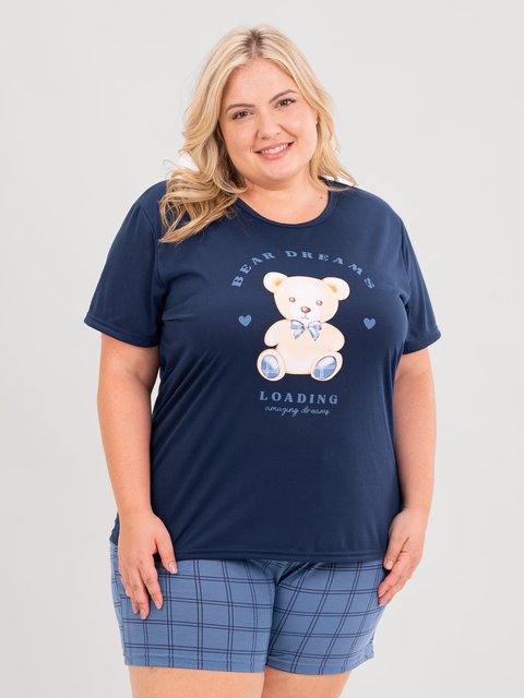 Pijama Feminino Plus Size de Verão - Bear Family