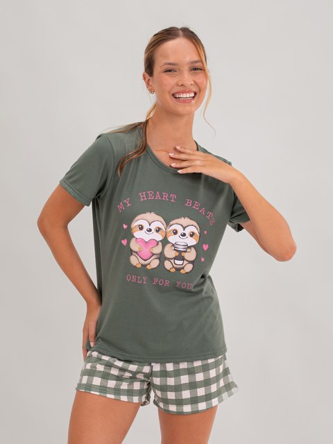 Pijama Feminino de Verão - Sloth Family
