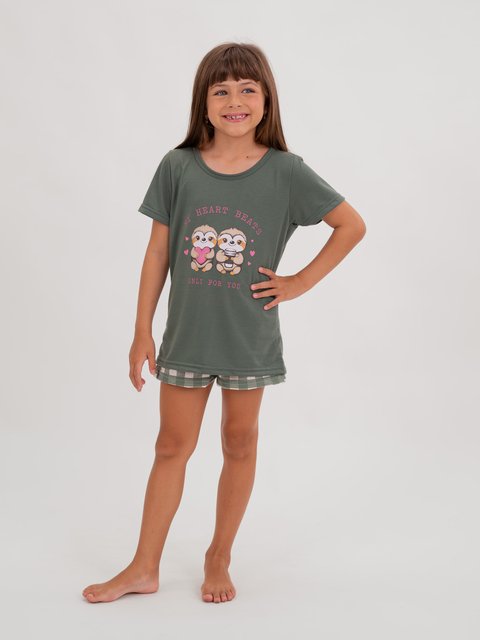 Pijama Infantil Menina de Verão - Sloth Family