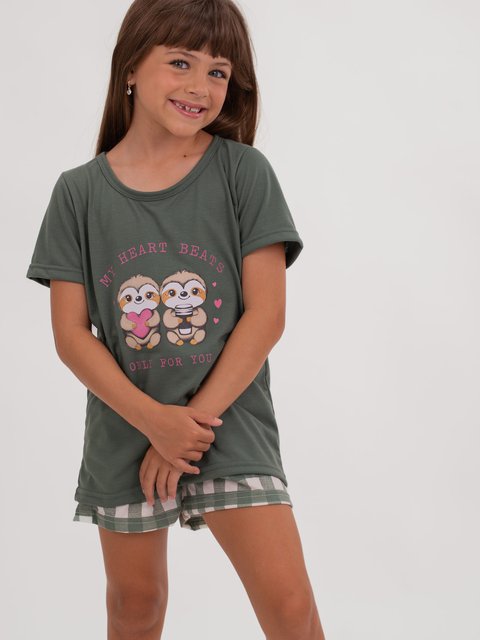Pijama Infantil Menina de Verão - Sloth Family