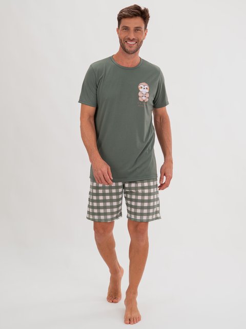 Pijama Masculino de Verão - Sloth Family