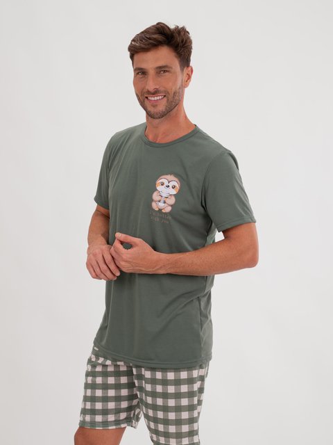 Pijama Masculino de Verão - Sloth Family