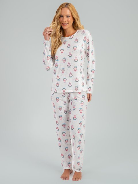 Pijama Feminino de Inverno Microfibra Peletizado - Pinguim