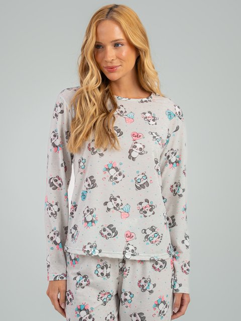 Pijama Feminino de Inverno Microfibra Peletizado - Pandinha