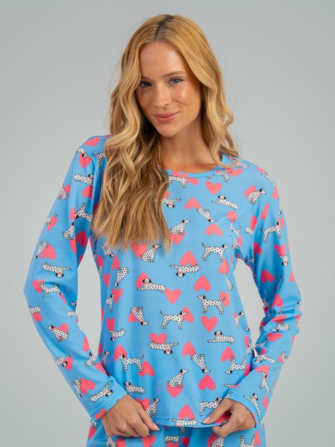 Pijama Feminino de Inverno Microfibra Peletizado - Amor de Cachorro