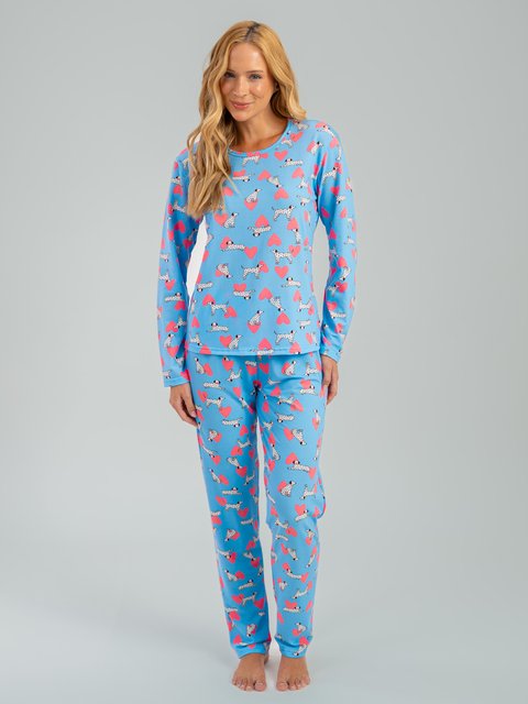 Pijama Feminino de Inverno Microfibra Peletizado - Amor de Cachorro