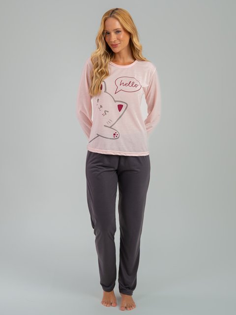 Pijama Feminino de Inverno - Oi Gatinho