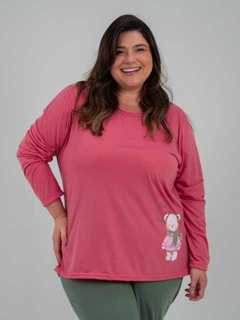 Pijama Feminino Plus Size de Inverno - Hug