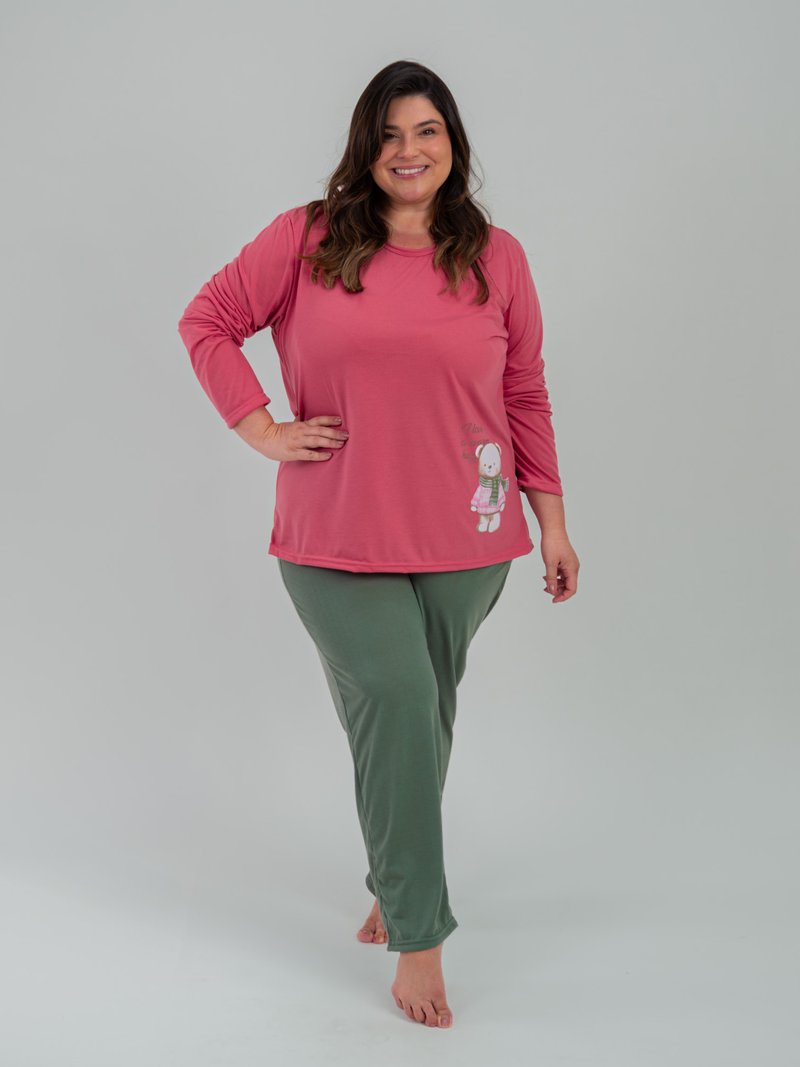 Pijama Feminino Plus Size de Inverno - Hug