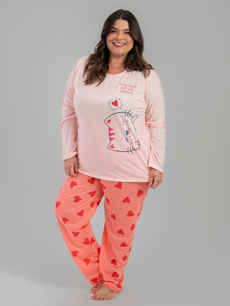 Pijama Feminino Plus Size de Inverno - Miau