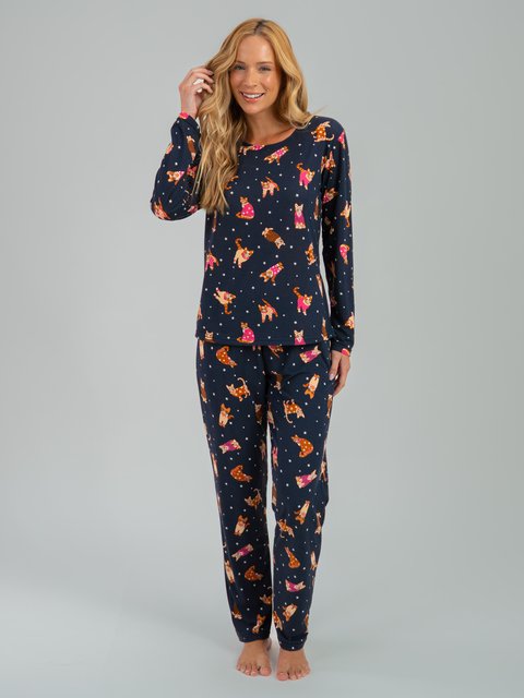 Pijama Feminino de Inverno Microfibra Peletizado - Gato Estelar