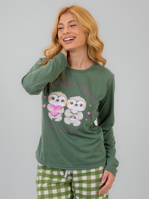 Pijama Feminino de Inverno - Sloth Family