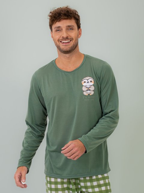 Pijama Masculino de Inverno - Sloth Family
